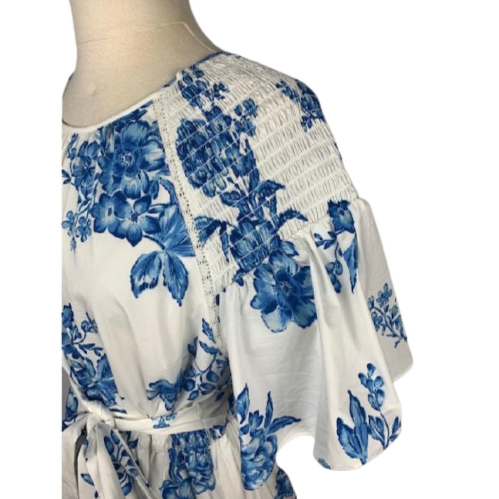 *SOLD* Rachel Parcell Blue Floral Ruffle Dress XL - Picture 2 of 6
